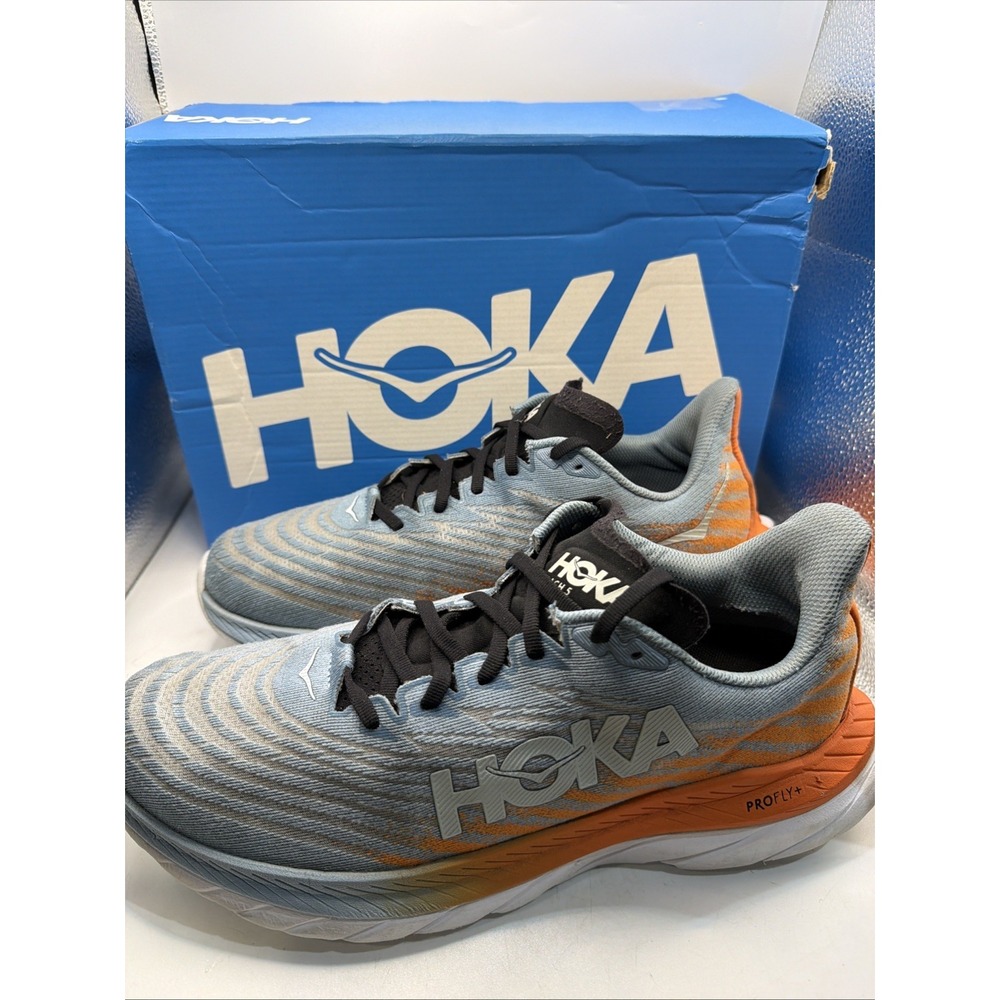 HOKA MACH 5 ATHLETIC TRAINING SHOES MEN Blue-Orange Shoes Size US 10.5D